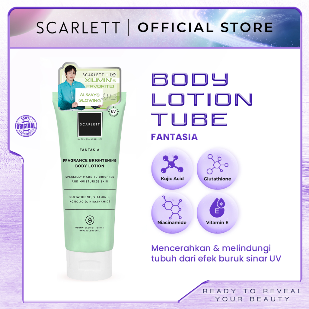 SCARLETT Fragrance Brightening Body Lotion Fantasia 180ml (Tube)