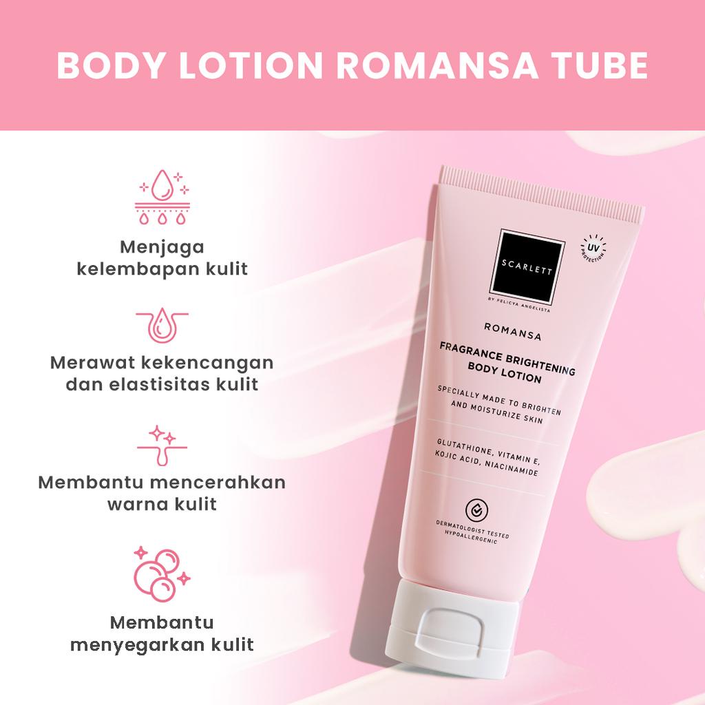 SCARLETT Fragrance Brightening Body Lotion Romansa 180ml (Tube)