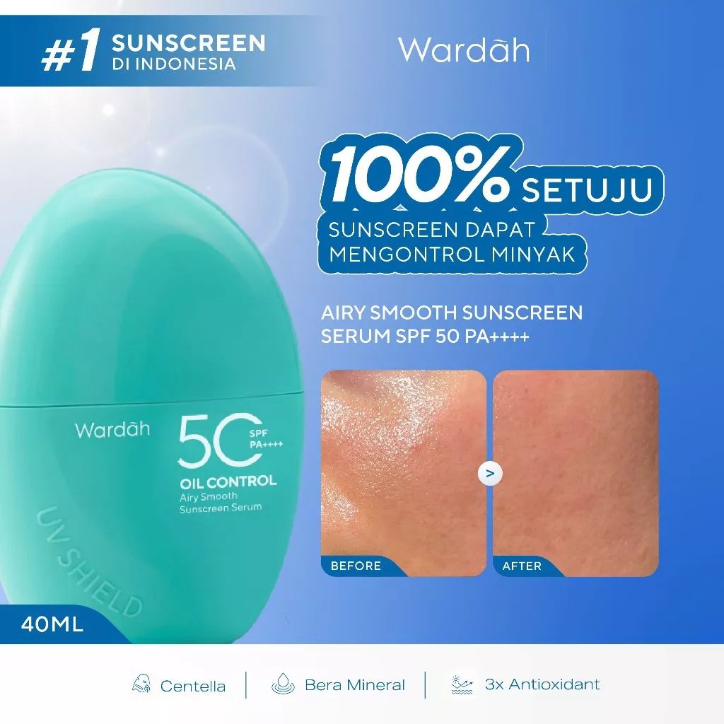 Wardah UV Shield Airy Smooth Sunscreen Serum SPF 50 PA++++ 40ml