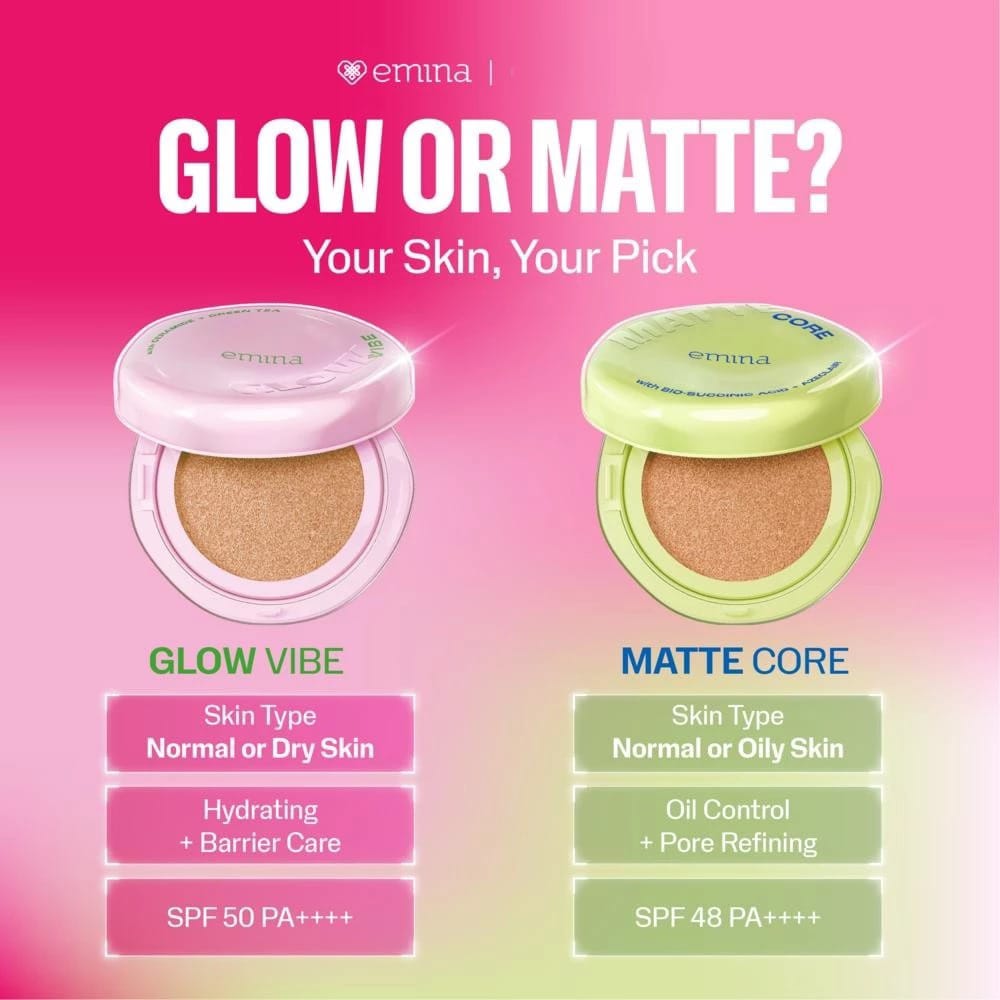 Emina Matte Core Cushion SPF48 PA++++ 13gr - W02 Buff Emina Matte Core Cushion SPF48 PA++++ 13gr - W02 Buff