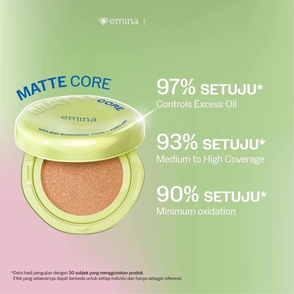Emina Matte Core Cushion SPF48 PA++++ 13gr - W02 Buff Emina Matte Core Cushion SPF48 PA++++ 13gr - W02 Buff