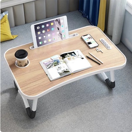 Meja Laptop Lipat Portable POLOS 60x40cm - PINK (Tab + Gelas)