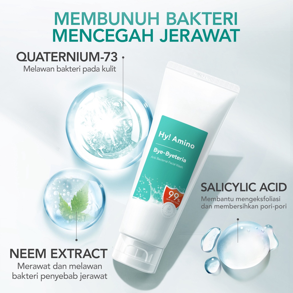 YOU Hy! Amino Bye-Byeteria Anti Bacterial Facial Wash 100gr (Tosca)