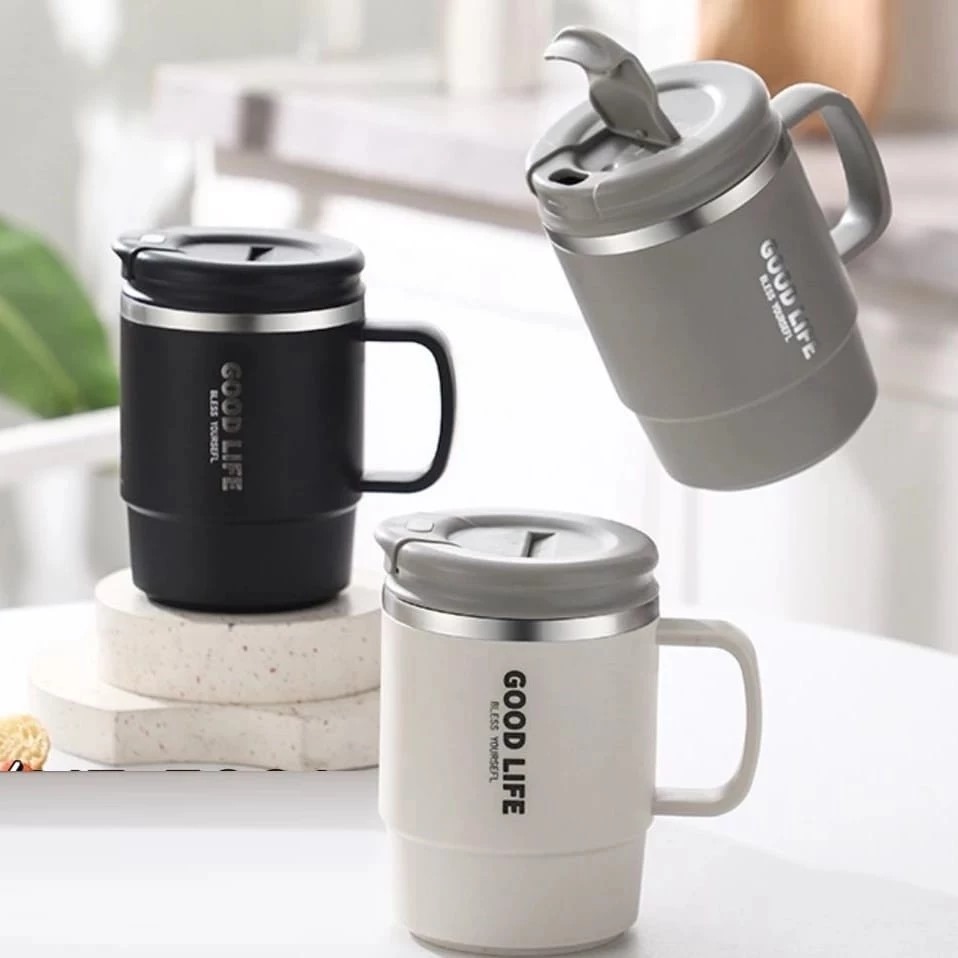 Mug Termos Coffee Cup Polos Good Life 550ml (HF5300) - Mug Gelas Tumblr Tahan Panas Dingin