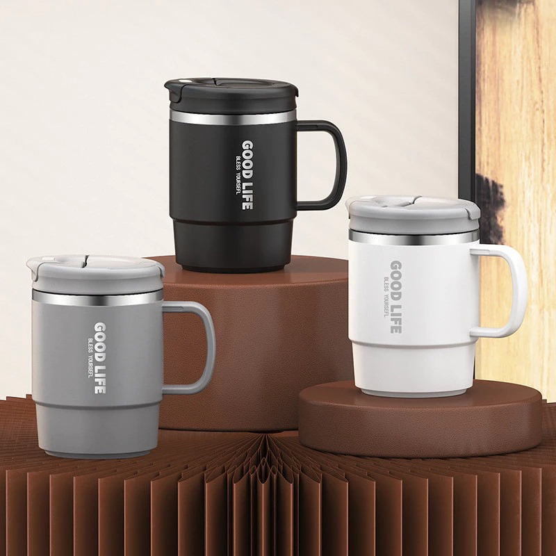 Mug Termos Coffee Cup Polos Good Life 550ml (HF5300) - Mug Gelas Tumblr Tahan Panas Dingin