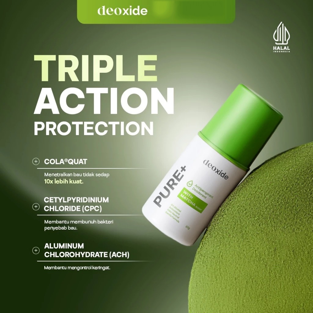 Deoxide Antiperspirant Deodorant 60gr - Pure+ (With Matcha)