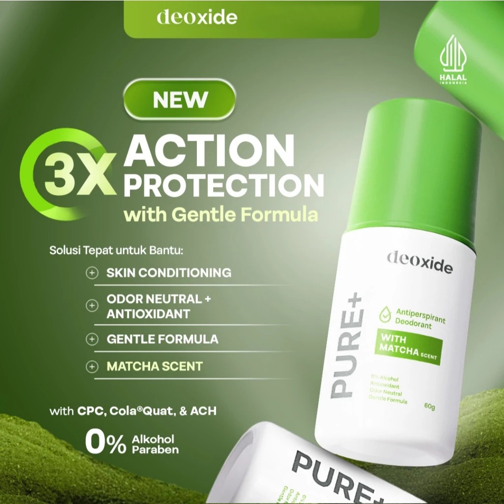 Deoxide Antiperspirant Deodorant 60gr - Pure+ (With Matcha)