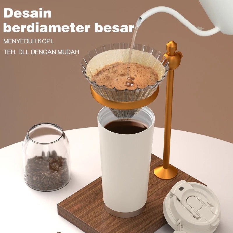 Botol Tumblr Coffee Stainless POLOS 530ml - PUTIH (Free Tali Strap + Sedotan) (ST8192)