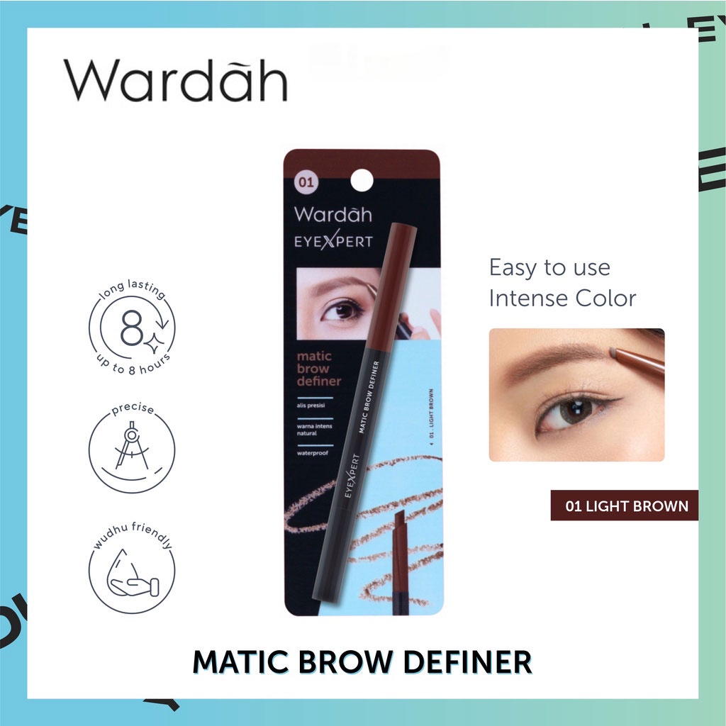 Wardah EyeXpert Matic Brow Definer 0.25gr - 01 Light Brown Wardah EyeXpert Matic Brow Definer 0.25gr - 01 Light Brown