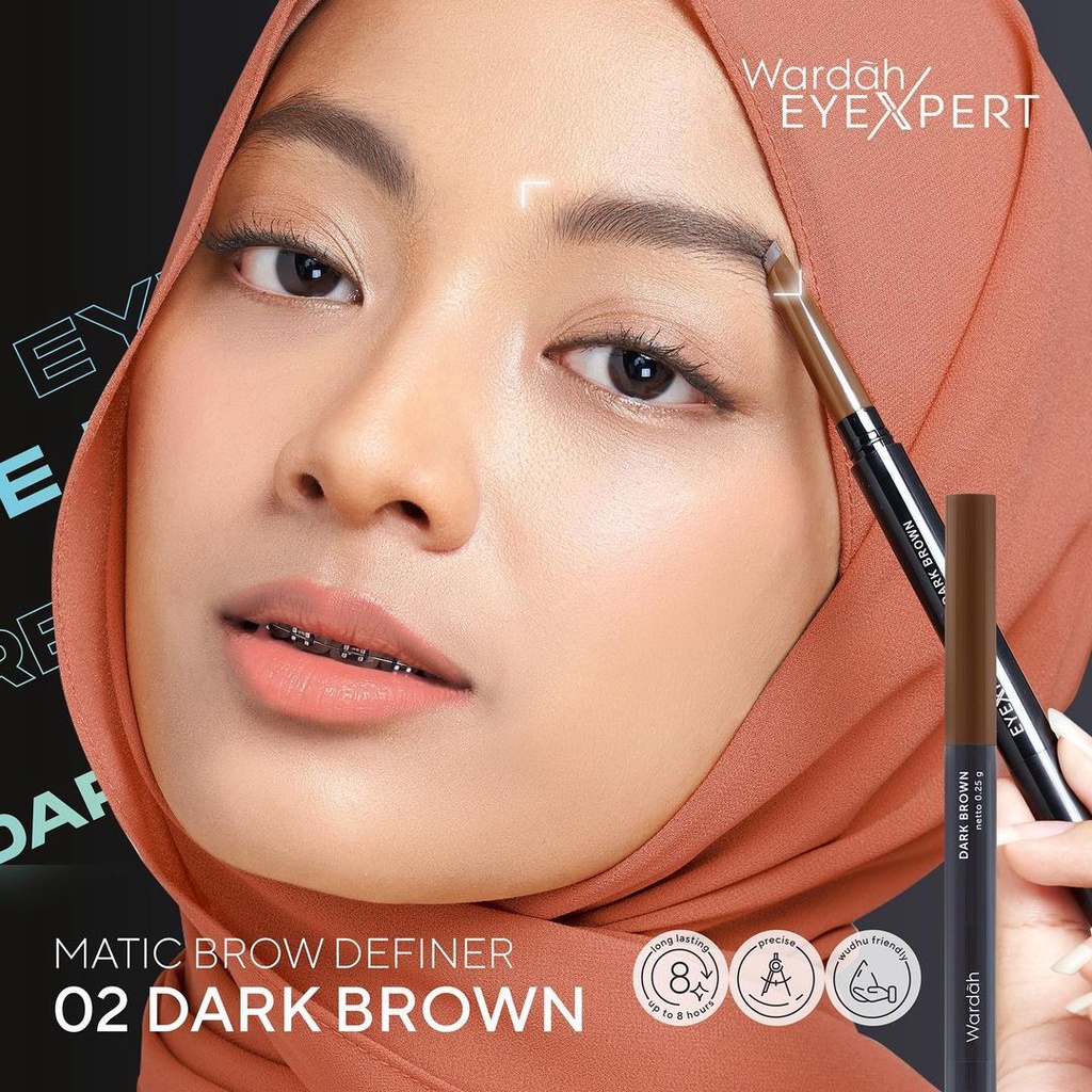 Wardah EyeXpert Matic Brow Definer 0.25gr - 02 Dark Brown Wardah EyeXpert Matic Brow Definer 0.25gr - 02 Dark Brown