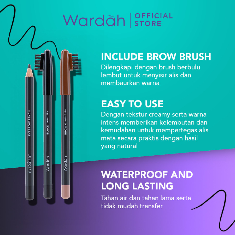 Wardah EyeXpert Eyebrow Pencil 1.14gr - Black (Pensil Alis)