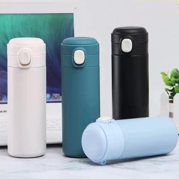 Termos MINI Kancing Warna Pastel 350ml - CREAM (Botol Minum Stainless Steel) (HN4014)