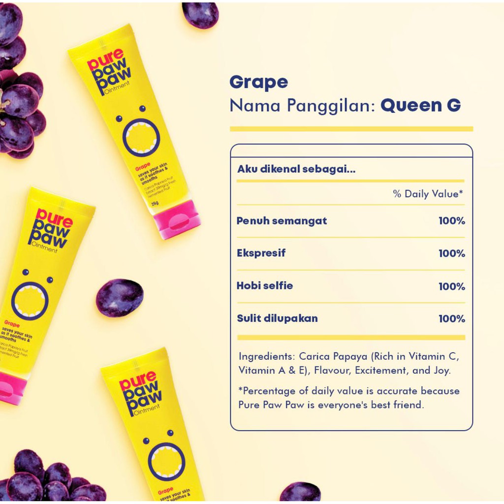 Pure Paw Paw Ointment 25gr - Grape Pure Paw Paw Ointment 25gr - Grape