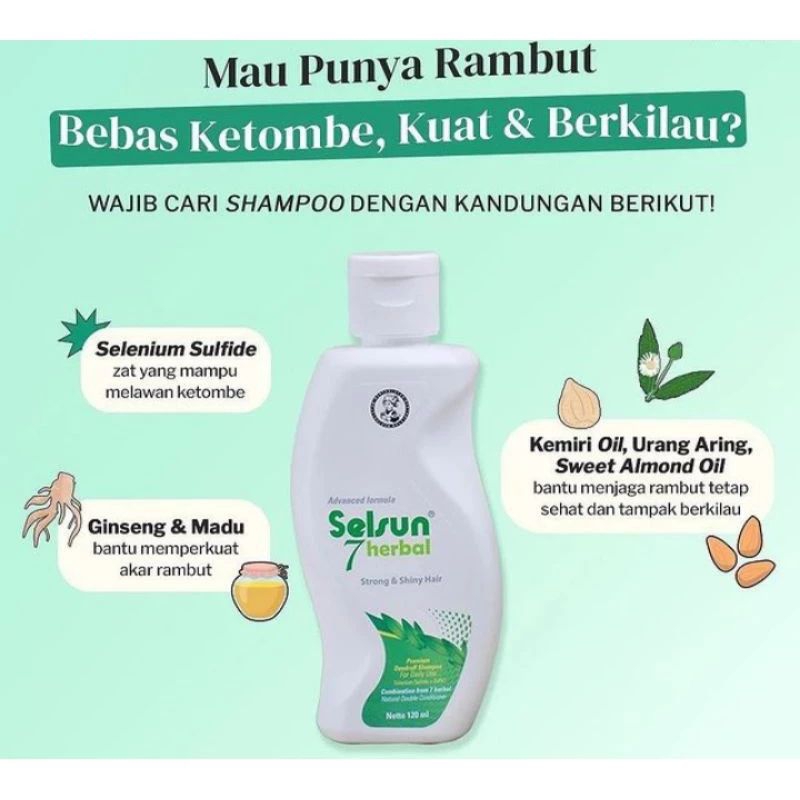 Selsun 7 Herbal Premium Dandruff Shampoo 60ml - Strong & Shiny Hair