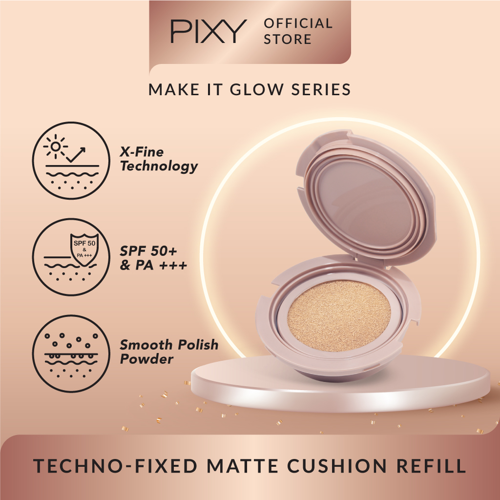 xxx Pixy Make It Glow Techno - Fixed Matte Cushion REFILL 301 Medium Beige xxx
