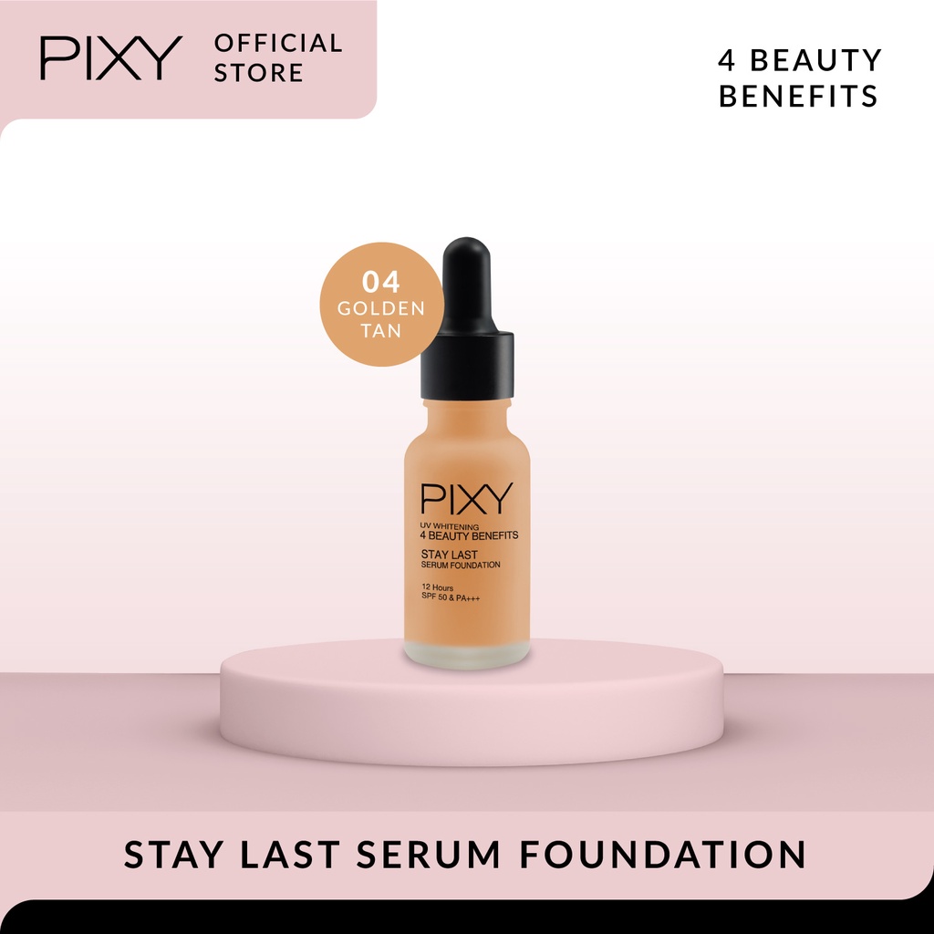 Pixy UV Whitening 4 Beauty Benefit Stay Last Serum Foundation - 04 Golden Tan