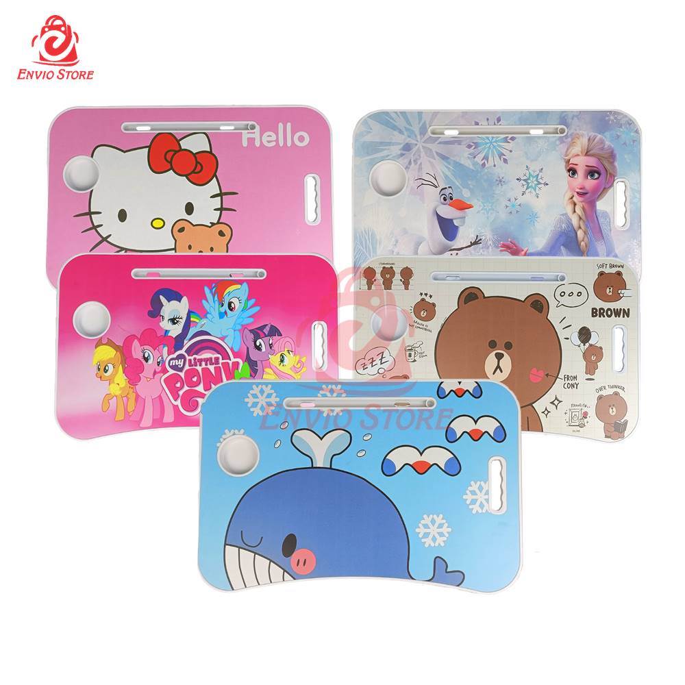 Meja Laptop Lipat Portable KARAKTER 60x40cm (Tab + Gelas)