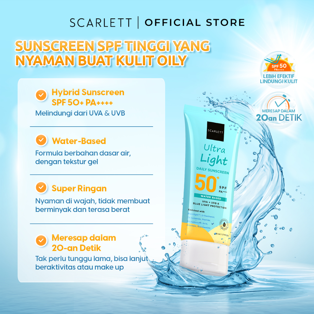 SCARLETT Ultra Light Daily Sunscreen SPF50+ PA++++ 50ml