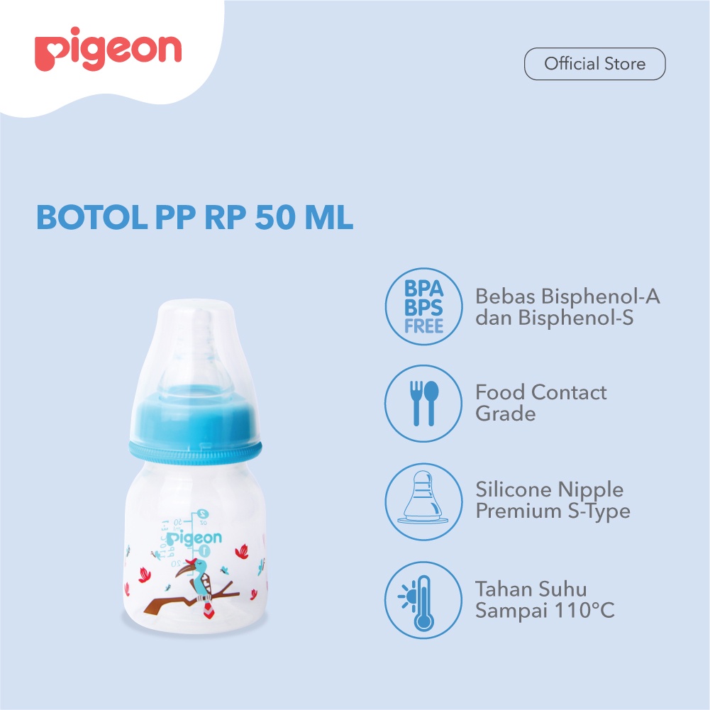 Pigeon Baby Bottle - W/S Type Silicone Nipple 50ml Burung Rangkok (Umur 0+ Bulan) Botol Susu Bayi