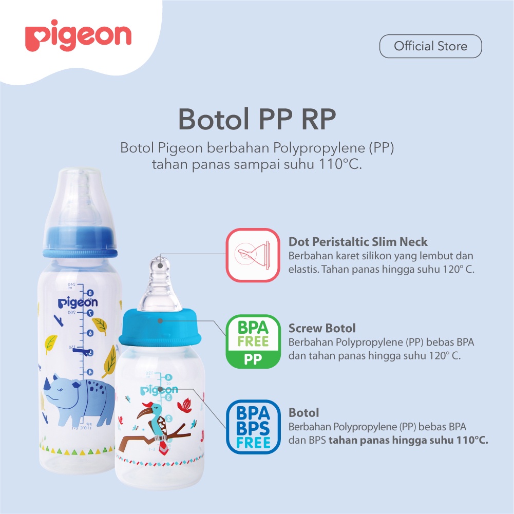 Pigeon Baby Bottle - W/S Type Silicone Nipple 50ml Burung Rangkok (Umur 0+ Bulan) Botol Susu Bayi