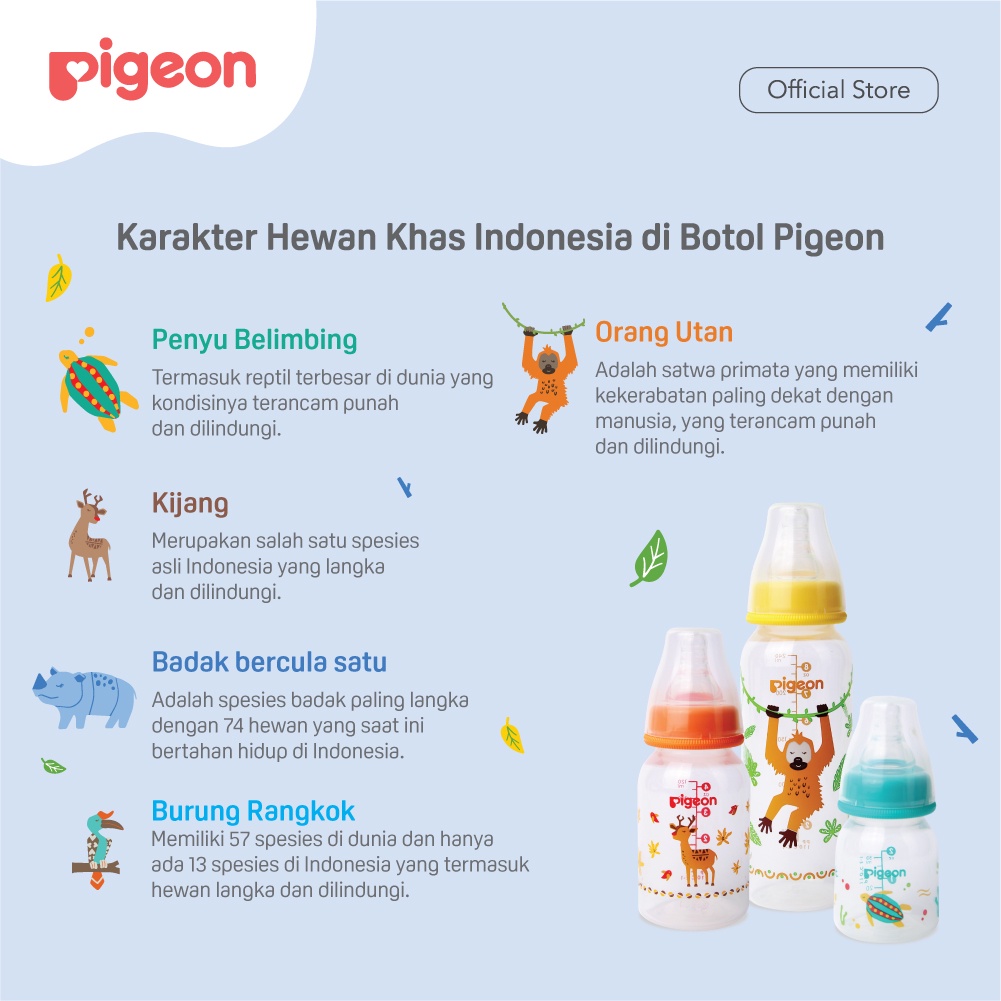Pigeon Baby Bottle - W/S Type Silicone Nipple 50ml Burung Rangkok (Umur 0+ Bulan) Botol Susu Bayi