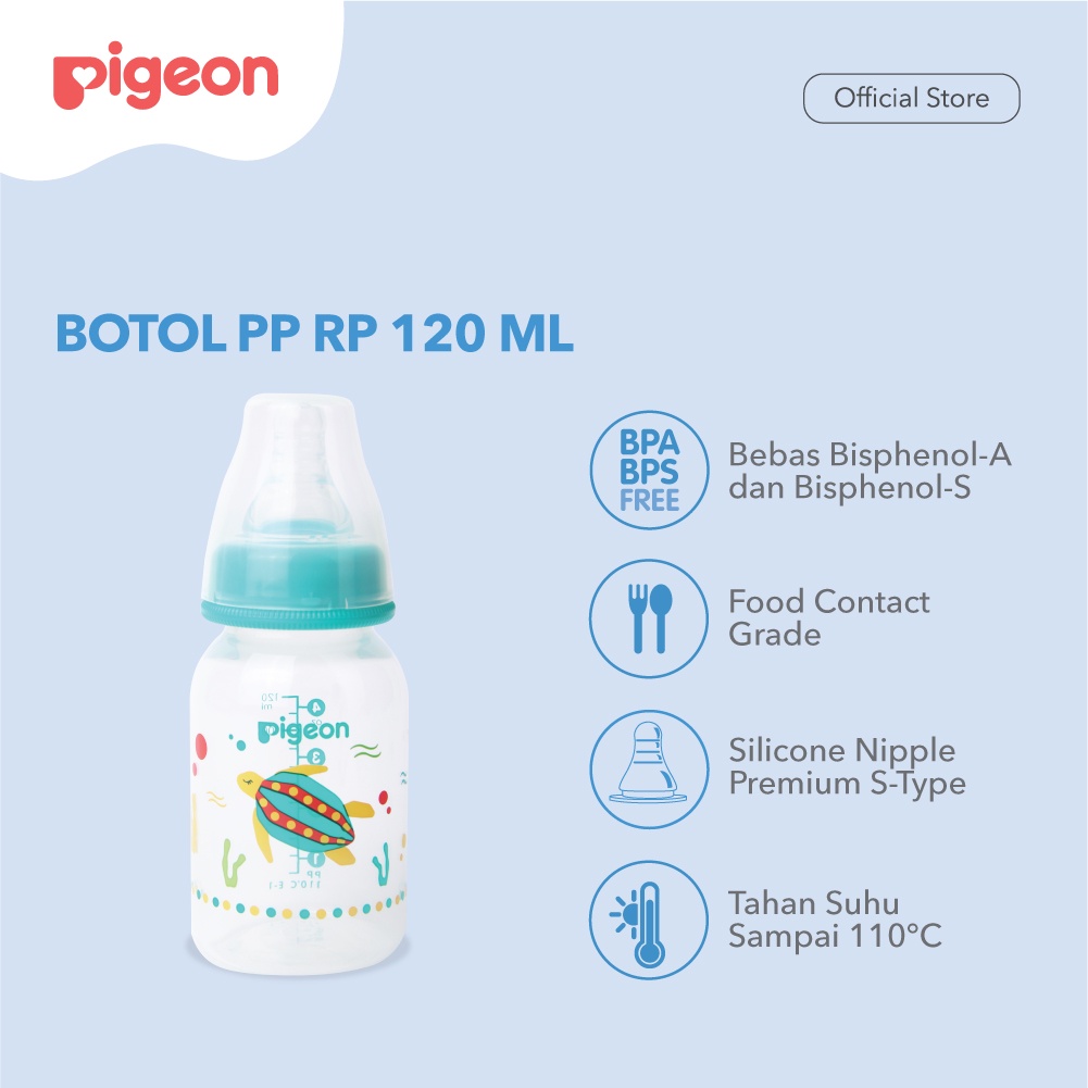 Pigeon Baby Bottle - W/S Type Silicone Nipple 120ml Penyu Belimbing (Umur 0+ Bulan) Botol Susu Bayi