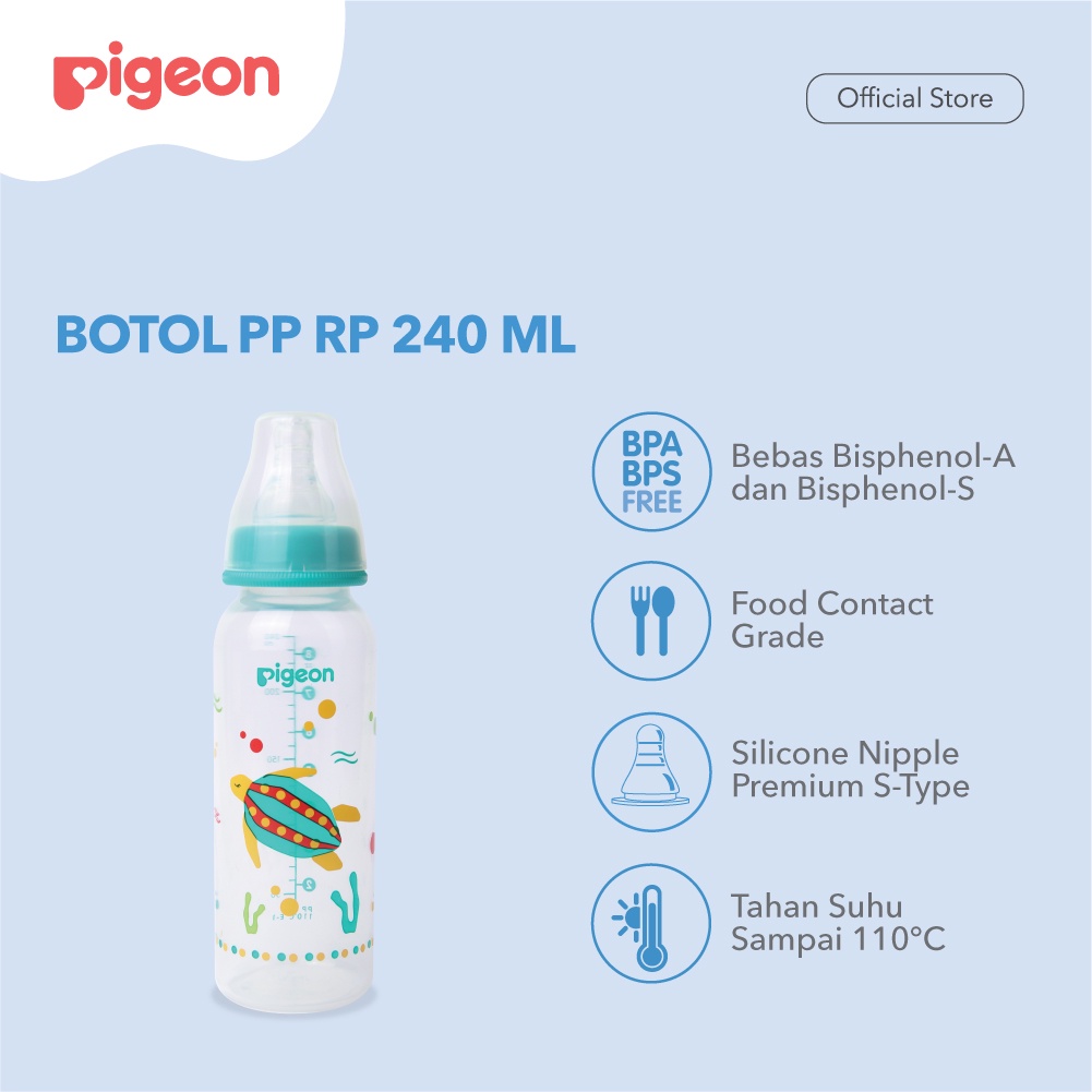 Pigeon Baby Bottle - W/S Type Silicone Nipple 240ml Penyu Belimbing (Umur 4+ Bulan) Botol Susu Bayi