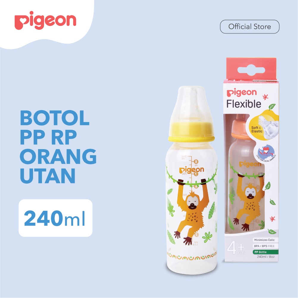 Pigeon Baby Bottle - W/S Type Silicone Nipple 240ml Orang Utan (Umur 4+ Bulan) Botol Susu Bayi Pigeon Baby Bottle - W/S Type Silicone Nipple 240ml Orang Utan (Umur 4+ Bulan) Botol Susu Bayi