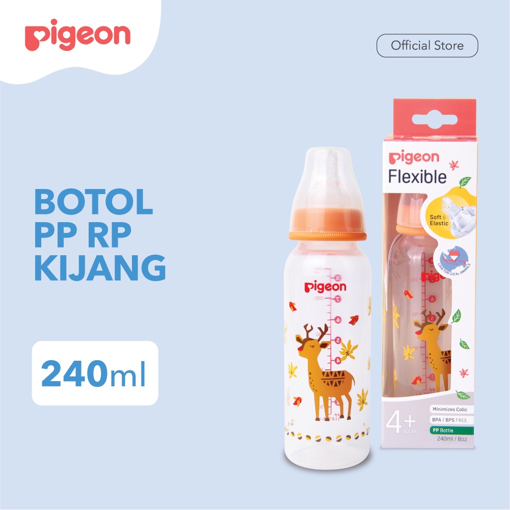 Pigeon Baby Bottle - W/S Type Silicone Nipple 240ml Rusa (Umur 4+ Bulan) Botol Susu Bayi Pigeon Baby Bottle - W/S Type Silicone Nipple 240ml Rusa (Umur 4+ Bulan) Botol Susu Bayi