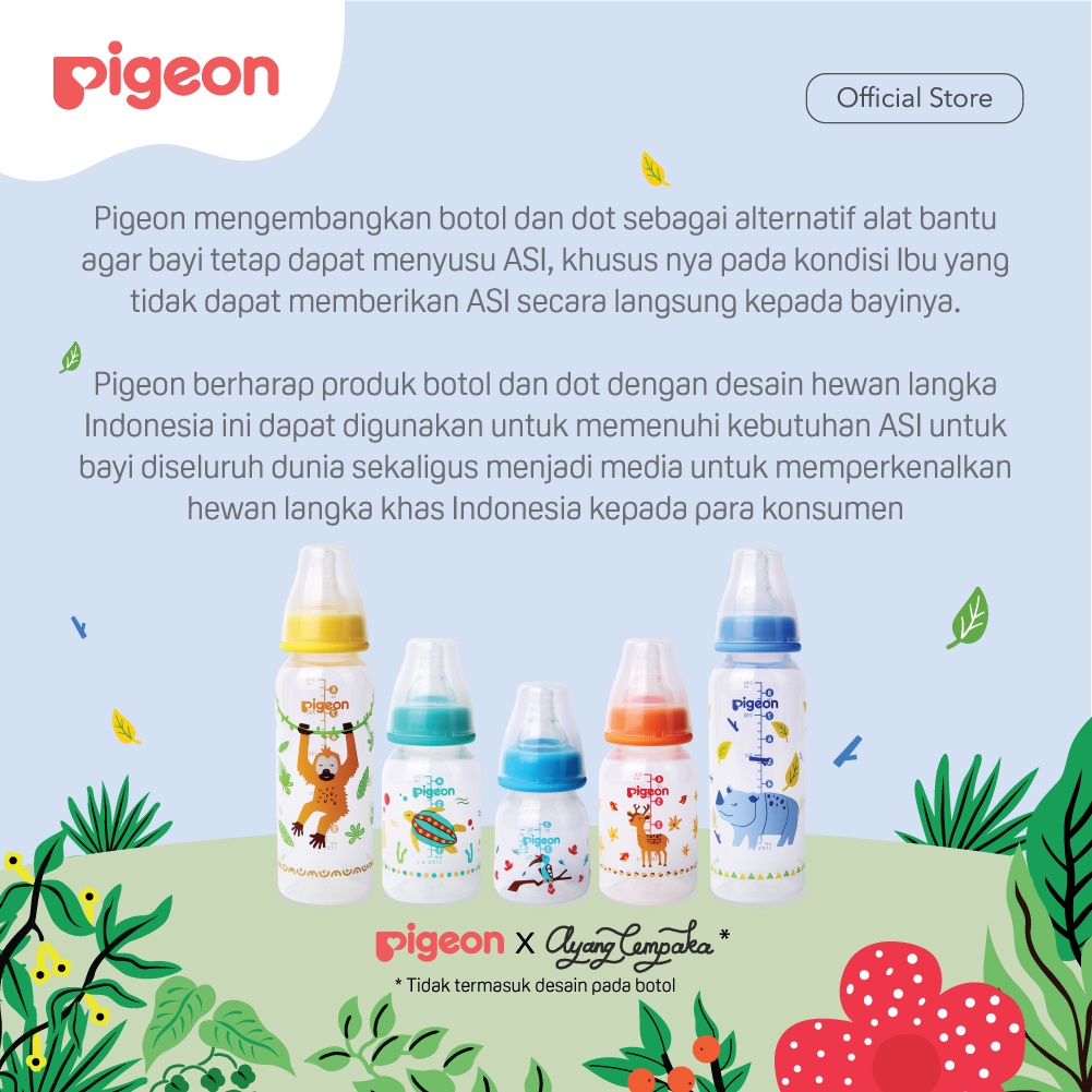 Pigeon Baby Bottle - W/S Type Silicone Nipple 240ml Rusa (Umur 4+ Bulan) Botol Susu Bayi