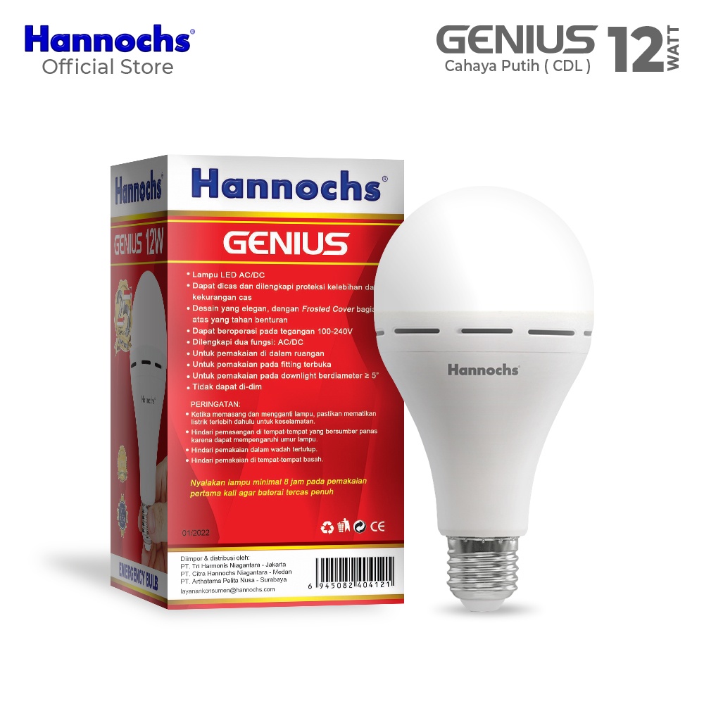 Hannochs Genius Emergency Bohlam LED CDL 12 Watt (12W)