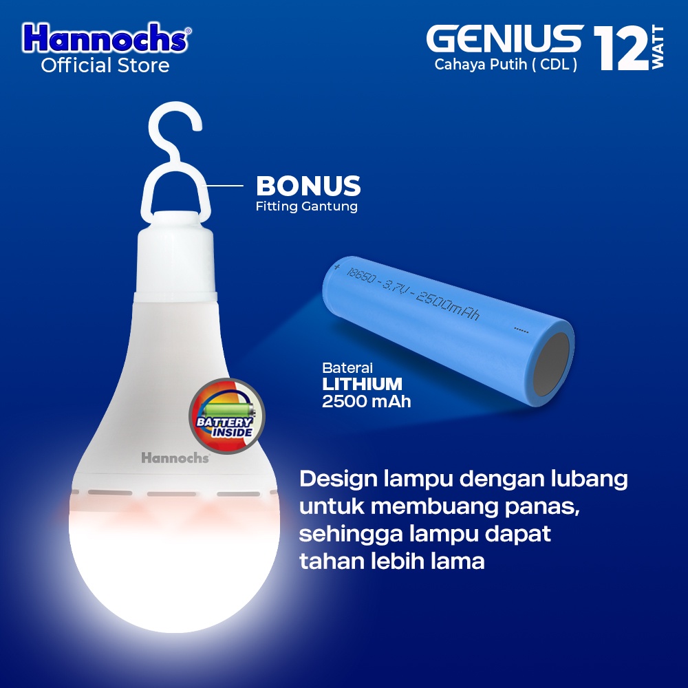 Hannochs Genius Emergency Bohlam LED CDL 12 Watt (12W)