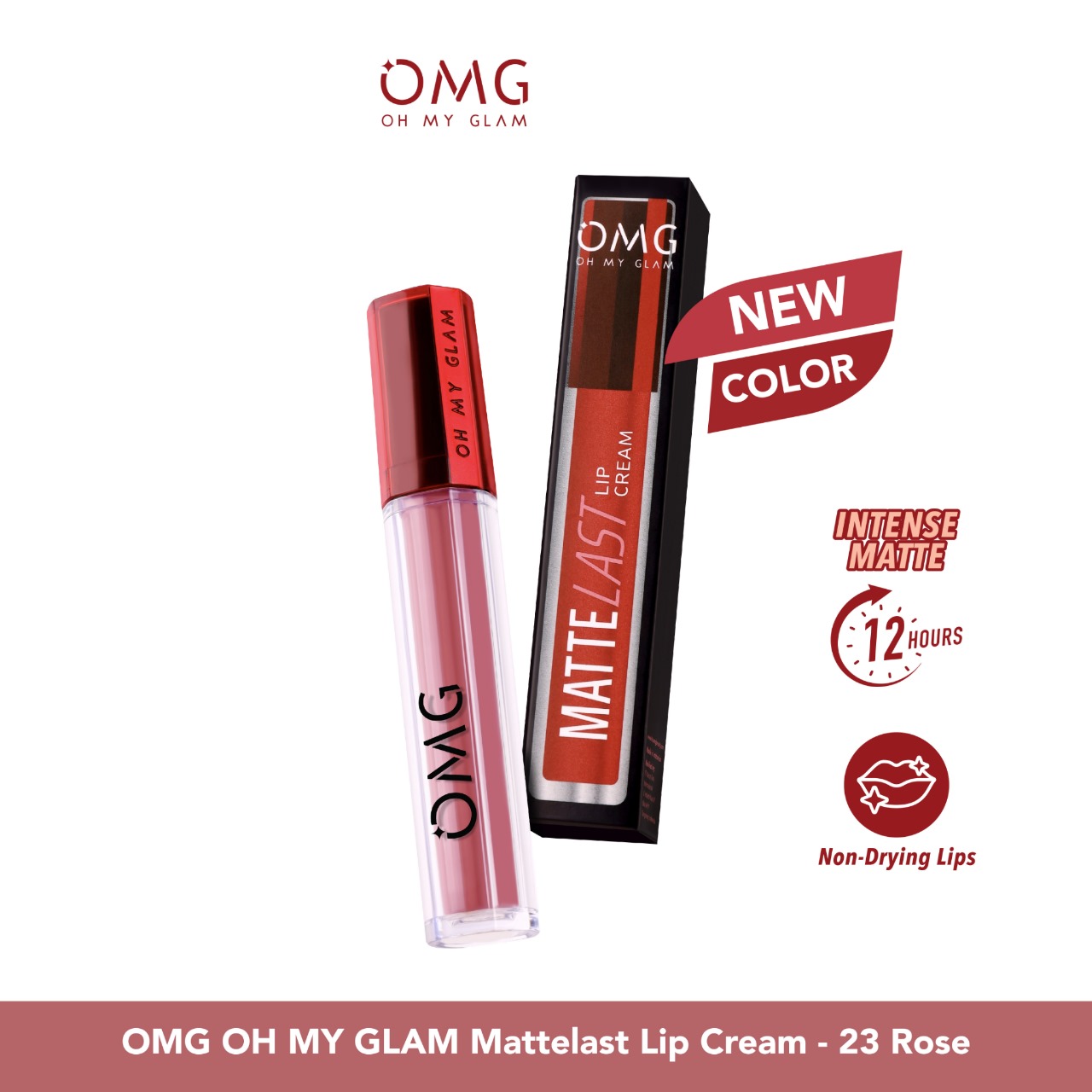 Oh My Glam Mattelast Lip Cream - 23 Rose 2.9g (OMG) Oh My Glam Mattelast Lip Cream - 23 Rose 2.9g (OMG)