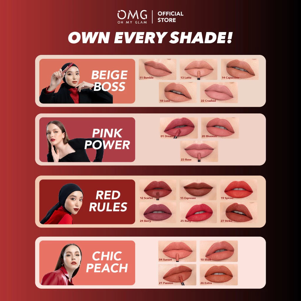Oh My Glam Mattelast Lip Cream - 23 Rose 2.9g (OMG) Oh My Glam Mattelast Lip Cream - 23 Rose 2.9g (OMG)