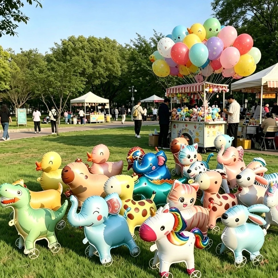 Balon Foil 4D Roda Berjalan Karakter Animal