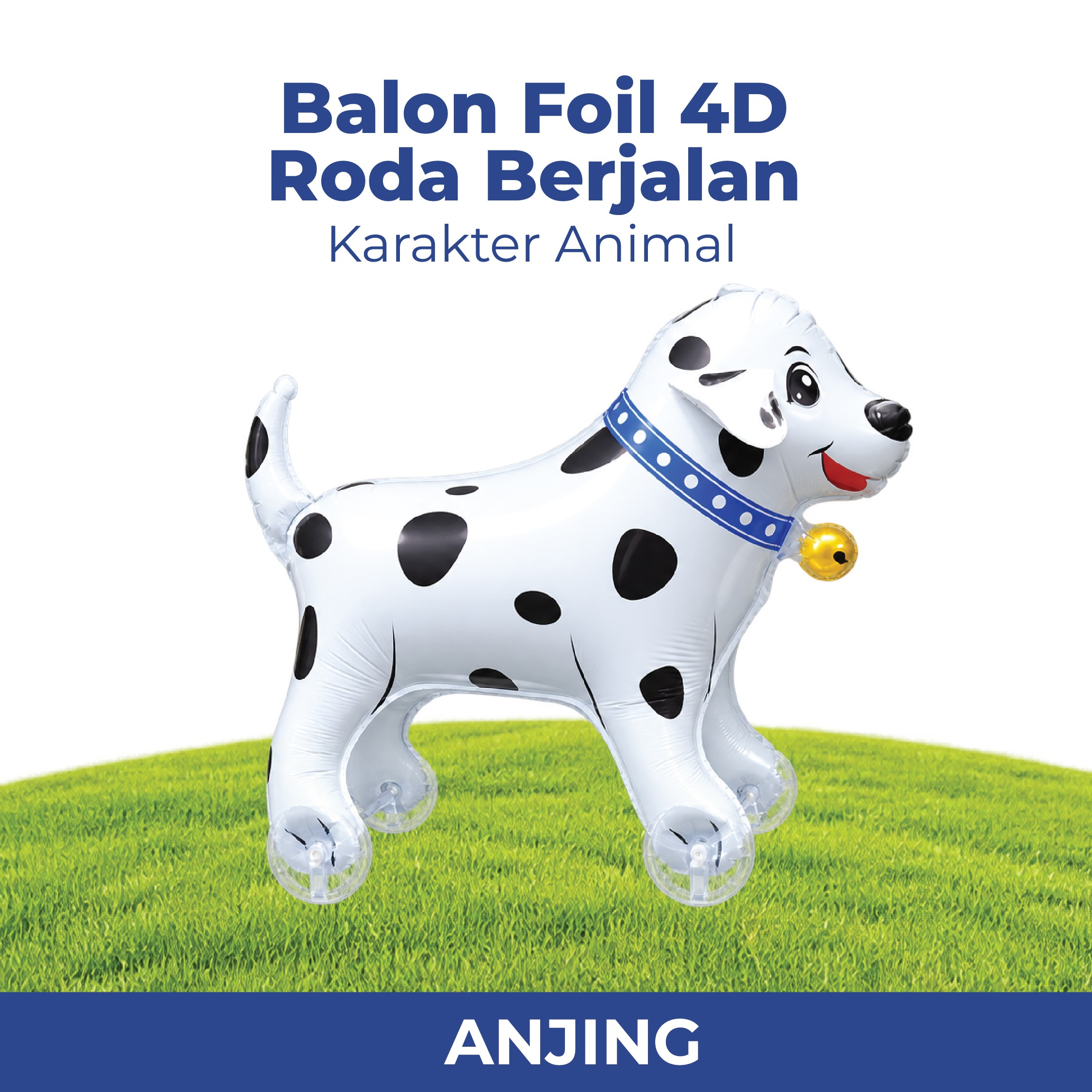 Balon Foil 4D Roda Berjalan Karakter Animal