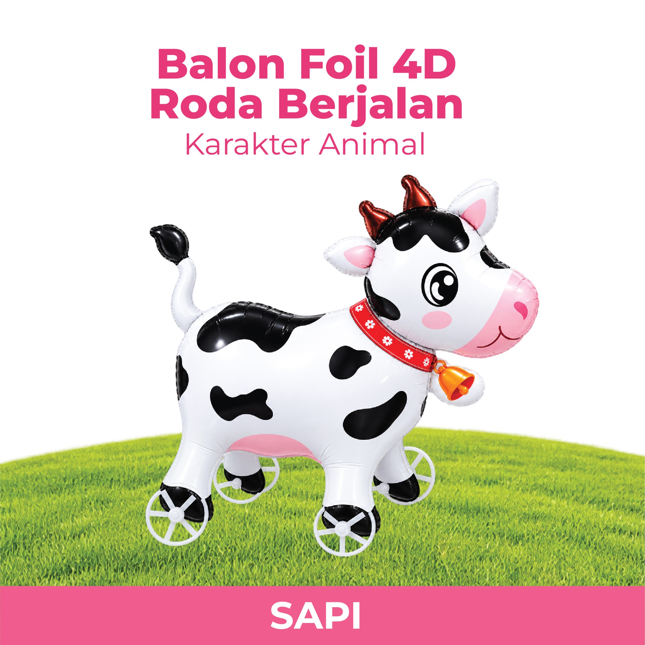 Balon Foil 4D Roda Berjalan Karakter Animal