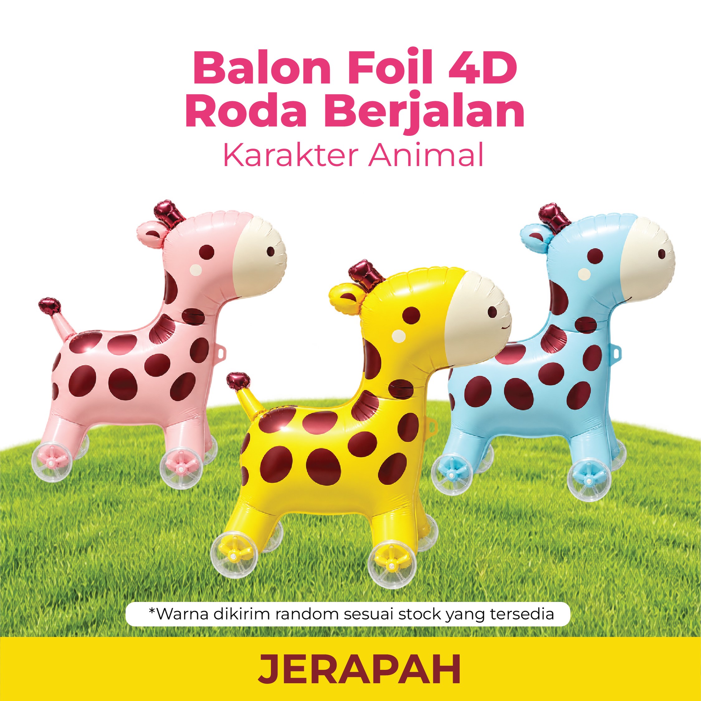 Balon Foil 4D Roda Berjalan Karakter Animal