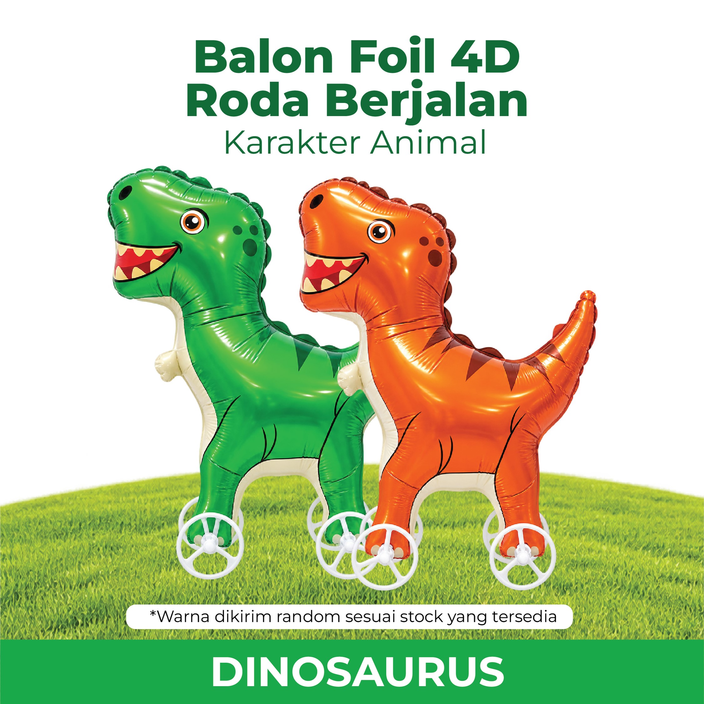 Balon Foil 4D Roda Berjalan Karakter Animal