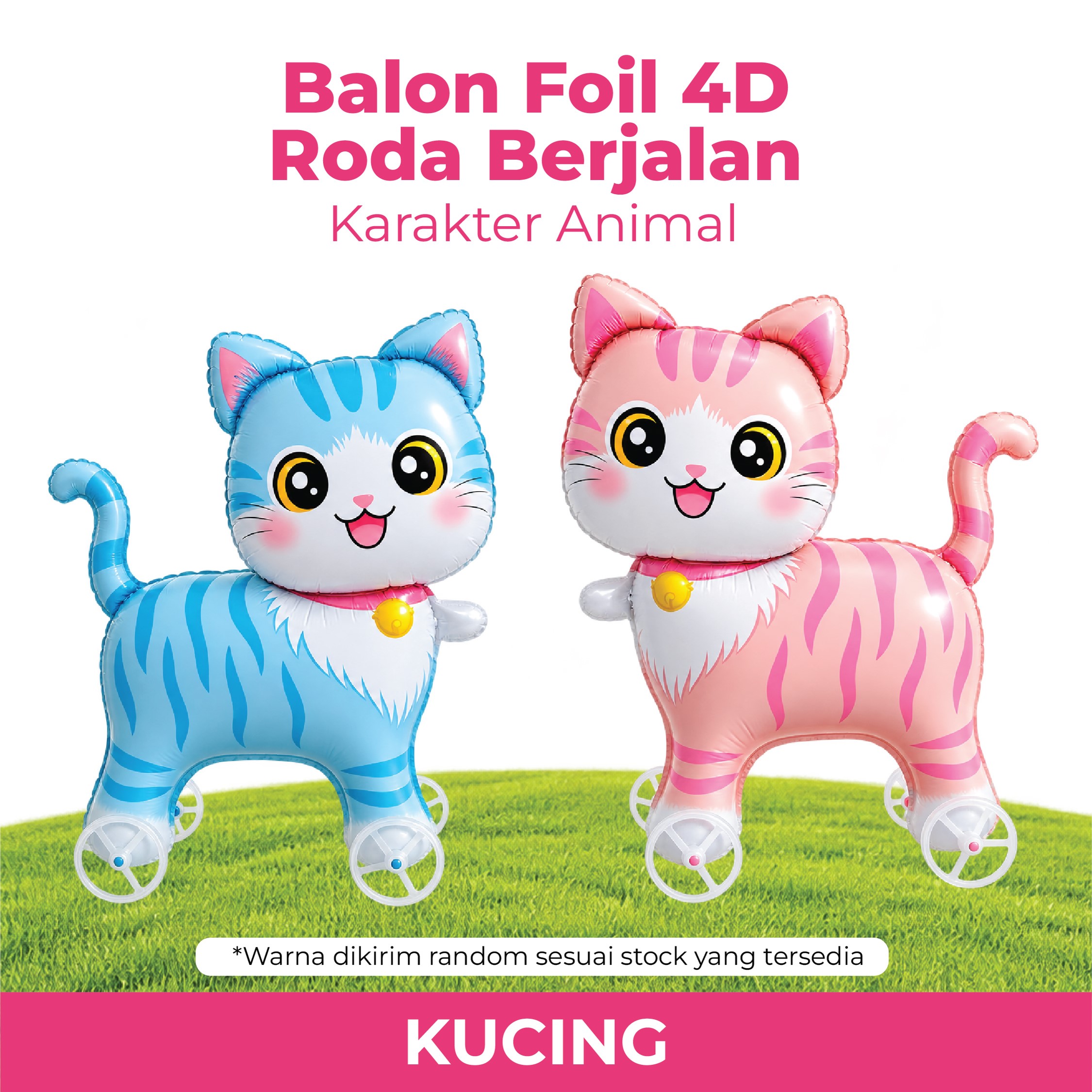 Balon Foil 4D Roda Berjalan Karakter Animal
