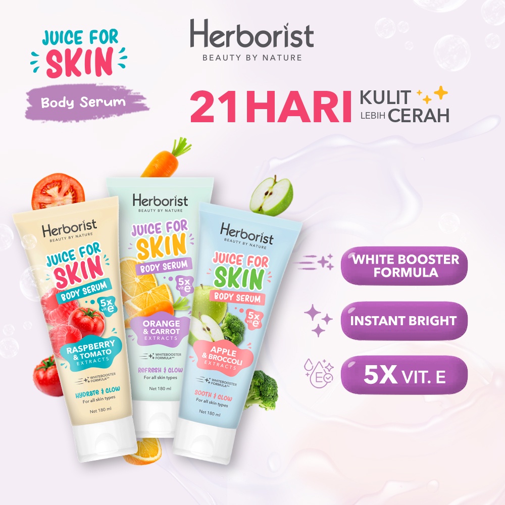 Herborist Juice For Skin Body Serum 180ml - Raspberry & Tomato (Hydrate & Glow)