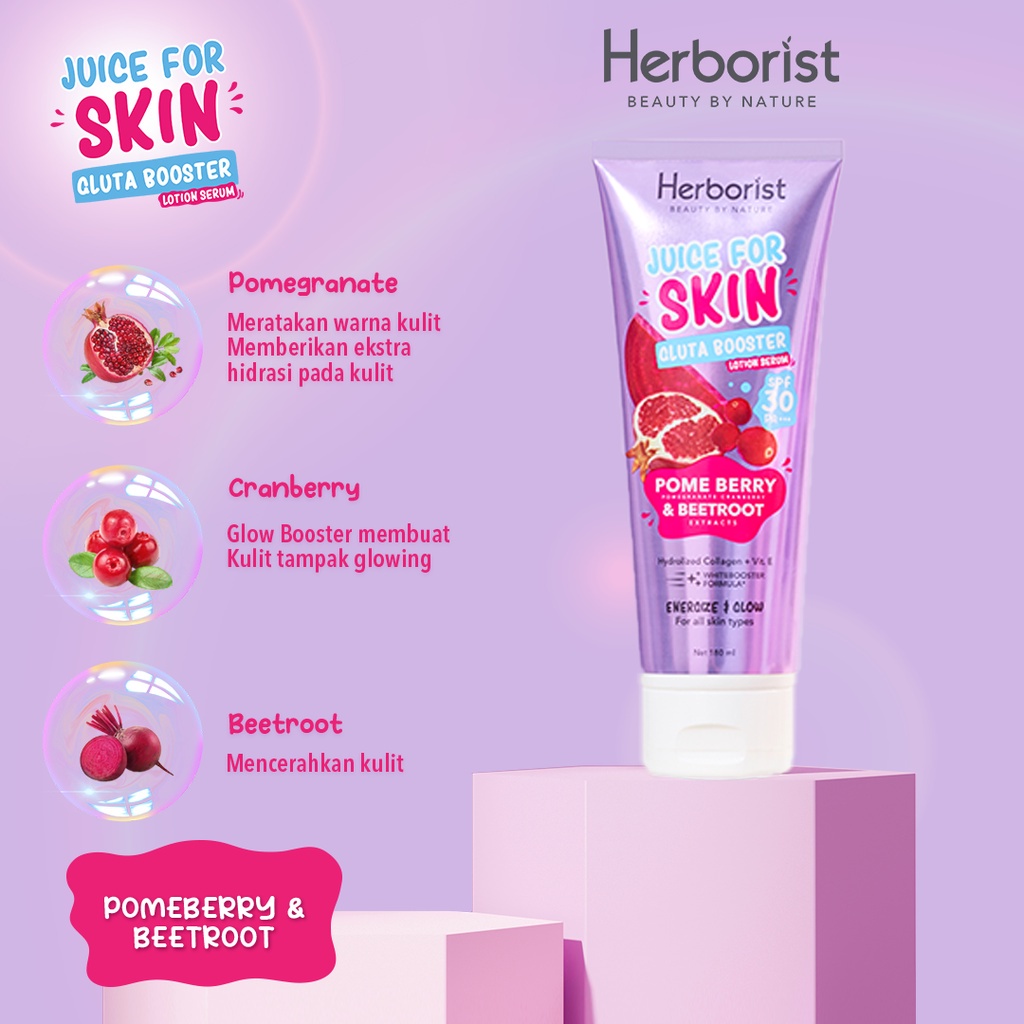 Herborist Juice For Skin Gluta Booster Lotion Serum 180ml - Pome Berry & Beetroot
