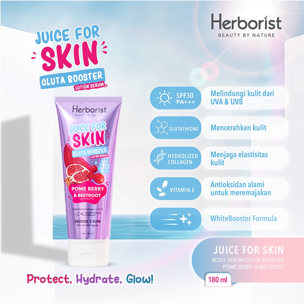 Herborist Juice For Skin Gluta Booster Lotion Serum 180ml - Pome Berry & Beetroot