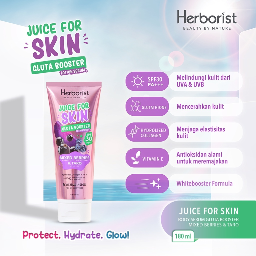 Herborist Juice For Skin Gluta Booster Lotion Serum 180ml - Mixed Berries & Taro