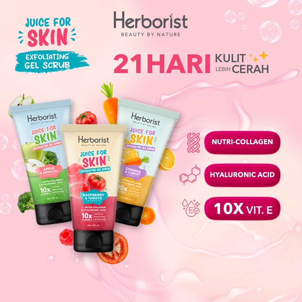 Herborist Juice For Skin Exfoliating Gel Scrub 150ml - Raspberry & Tomato