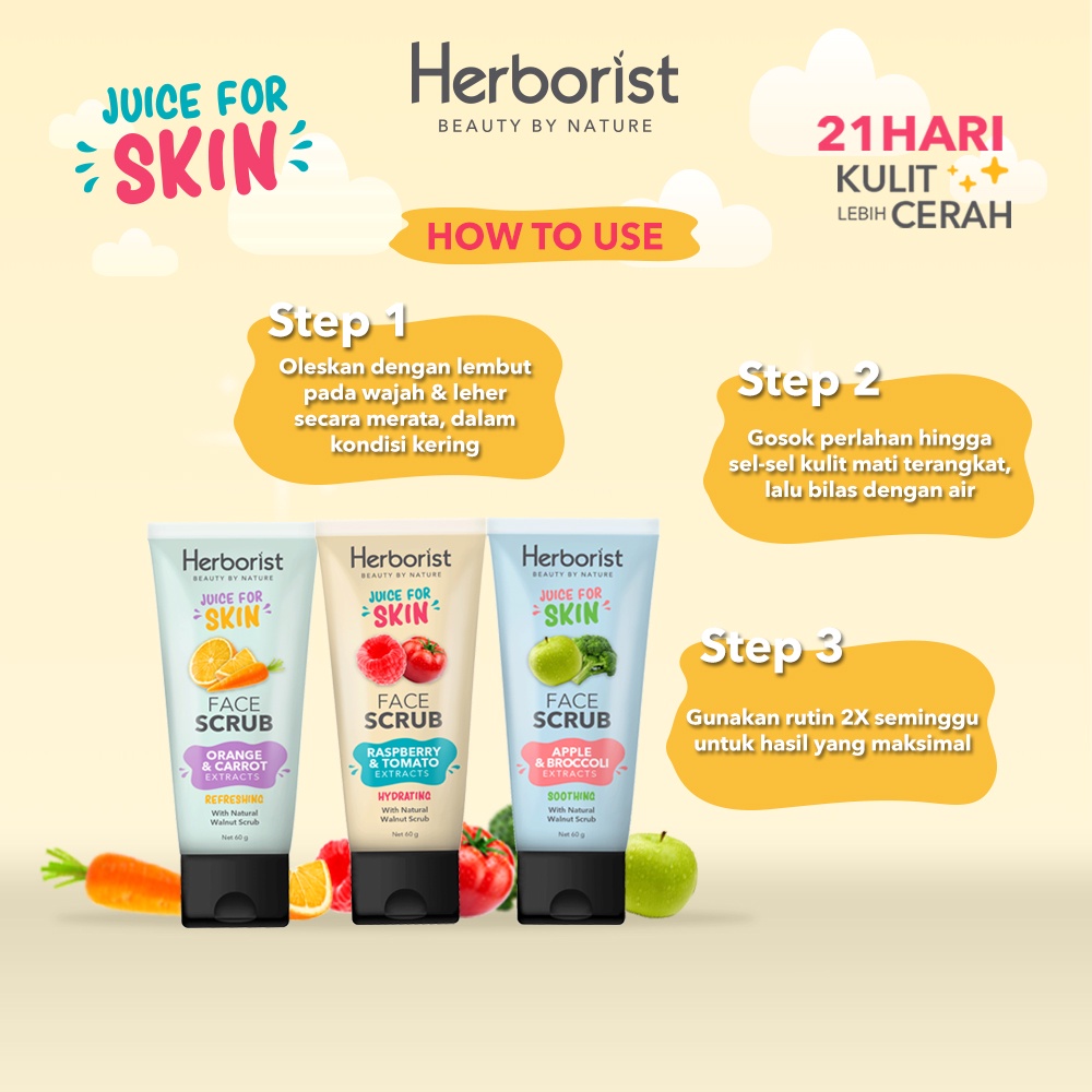 Herborist Juice For Skin Face Scrub 60gr - Orange & Carrot (Refreshing)