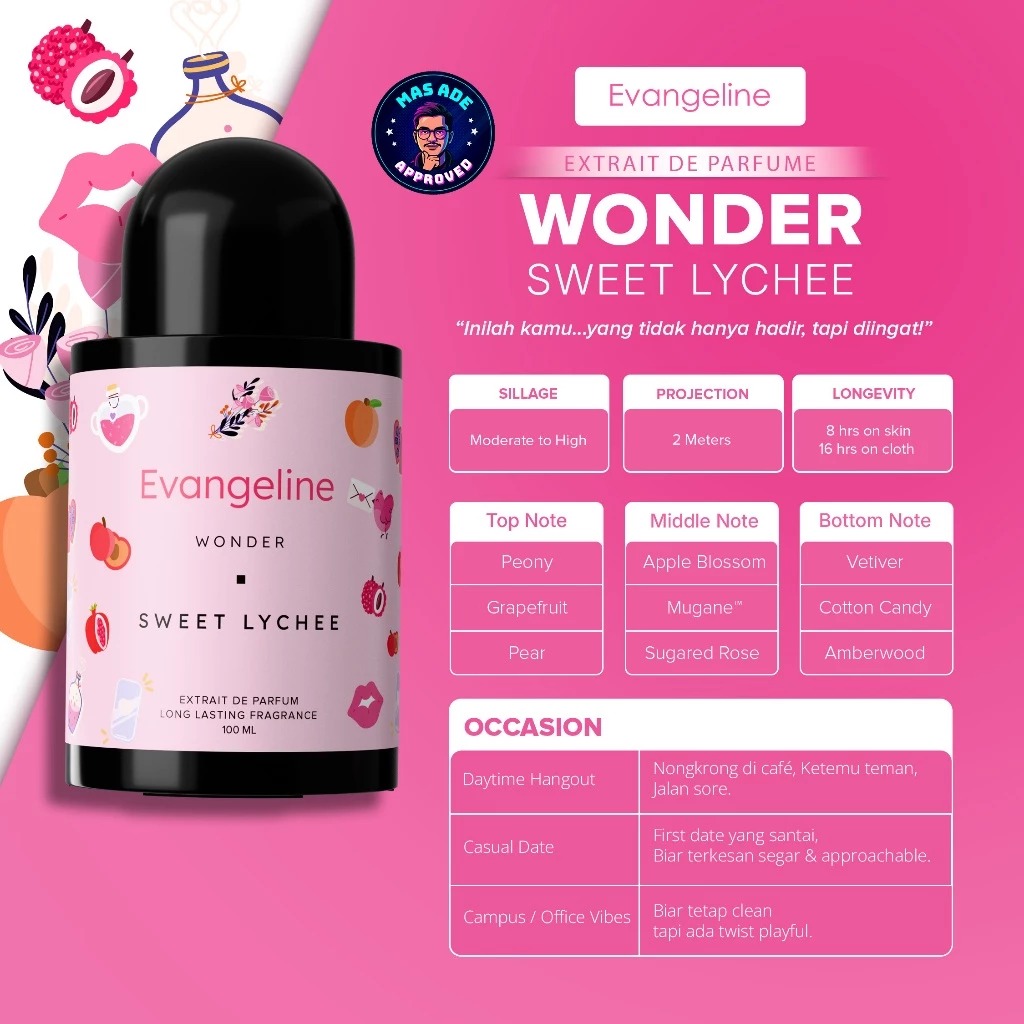 Evangeline Extrait De Parfume Wonder 100ml - Sweet Lychee