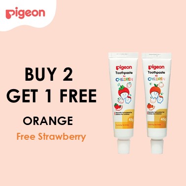 (BELI 2 GRATIS 1) Pigeon Baby Toothpaste 45gr - Orange (Pasta Gigi Anak-Anak) (BELI 2 GRATIS 1) Pigeon Baby Toothpaste 45gr - Orange (Pasta Gigi Anak-Anak)