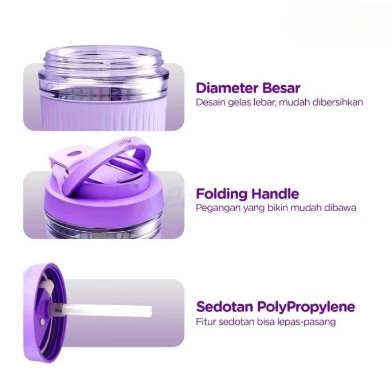 Tumblr Kaca Aesthetic Polos 350ml (Tumbler Cup Free Sedotan)