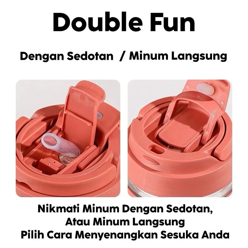 Tumblr Kaca Aesthetic Polos 350ml (Tumbler Cup Free Sedotan)